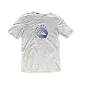 Quiksilver Boys Medium Gray Surf Logo Graphic Tee Shirt Youth Size 12